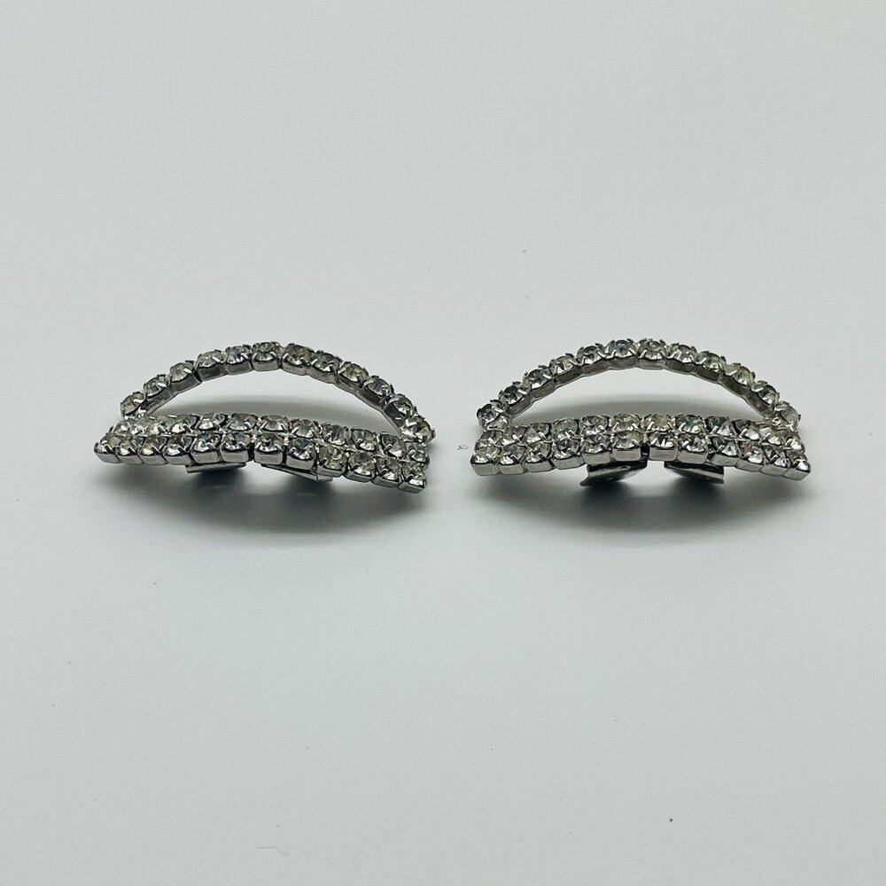 Vintage MUSI Rhinestone Shoe Clips Signed Statement - Picture 3 of 10